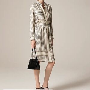 J.CREW  Elegant Cream and Black Patterned Dress
